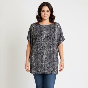 Worthington Stretch Short Sleeved Dressy Top Blouse Shirt Woman XL Stretchy